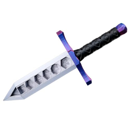 3D BEST-Q Dice Sword Holder (Dragon-Patterned 7PCS D20 Dice Set Included), Custom Polyhedral Dice Storage for Tabletop RPG - Dungeons and Dragons - DND - D&D (Purple&Blue) - color: Purple&blue