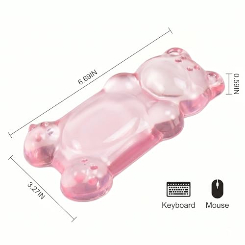 Gel Wrist Rest for Keyboard and Mouse Transparent Pink Bear Elbow Pad Cushion Ergonomic Cute Clear Cool Mouse Wrist Pad Silicone Non-Slip Support for Computer Gaming Home Office Women Hand Pillow - color: Bear Pink