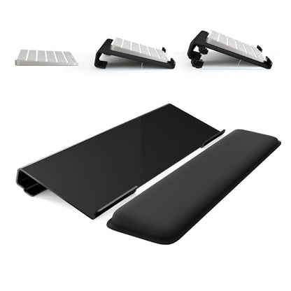 Laborio Computer Keyboard Stand for Desktop, 2-Level Height Adjustment Keyboard Wrist Rest, Non-Slip Key Board Riser Pad for Office, Gaming, and Home Desks - color: Black
