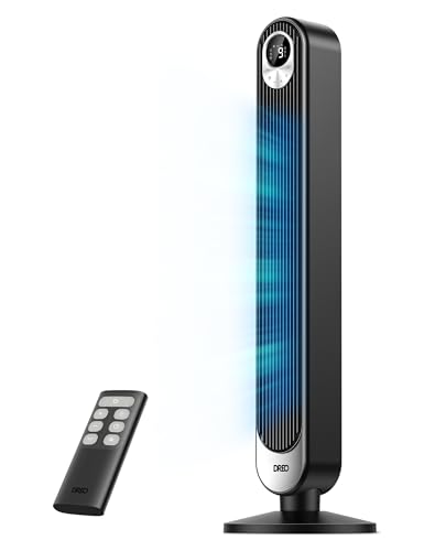 DREO Tower Fan for Bedroom, Upgraded 20dB Quiet Fans that Blow Cold Air | 28ft/s High Velocity, 9 Speeds, 4 Modes, 12H Timer, 90° Oscillating Cooling Standing Fan for Indoor Home Office, 42 inch - color: Black, size: 42 inch