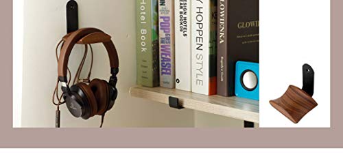 YANGMEI Wall Mount Headphone Hanger Headset Stand Hook Walnut Wood Headphone Holder Rack Hook Desk Tabletop Wall Mount Tape Under-Desk Headphone Hanger Holder for Audio,Studio & Gaming Headphones - color: L shape
