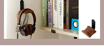 YANGMEI Wall Mount Headphone Hanger Headset Stand Hook Walnut Wood Headphone Holder Rack Hook Desk Tabletop Wall Mount Tape Under-Desk Headphone Hanger Holder for Audio,Studio & Gaming Headphones - color: L shape