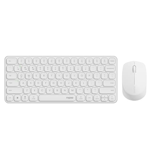 Rapoo 9010M Multi-Device Keyboard and Mouse Combo, 2.4GHz/Bluetooth 5.0/4.0 Wireless Keyboard & Mouse Set for Windows/Mac/Linux/Chrome, Support 4 Devices, Low-Profile Silent Click, Battery Powered - color: White, size: 9010M