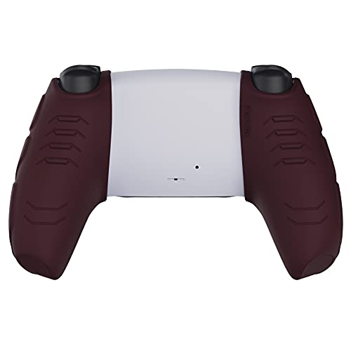 PlayVital Mecha Edition Wine Red Ergonomic Soft Controller Silicone Case Grips for ps5, Rubber Protector Skins with Thumbstick Caps for ps5 Controller - Compatible with Charging Station - color: Wine Red