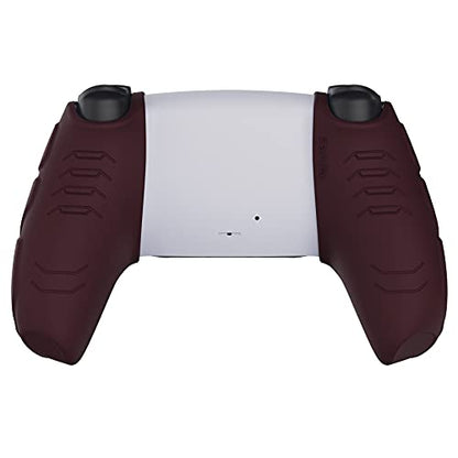 PlayVital Mecha Edition Wine Red Ergonomic Soft Controller Silicone Case Grips for ps5, Rubber Protector Skins with Thumbstick Caps for ps5 Controller - Compatible with Charging Station - color: Wine Red