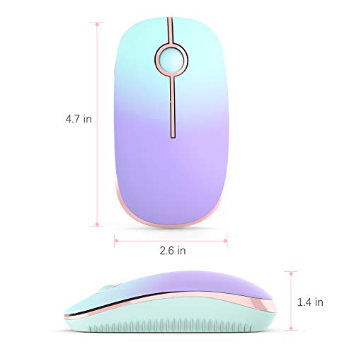 VssoPlor Wireless Mouse, 2.4G Computer Laptop Mouse, Mint Green to Purple | Slim Portable Mouse, Plug & Play USB Nano Receiver, Quiet Silent Optical Mice for Notebook, PC, Laptop, Computer - color: Mint Green to Purple