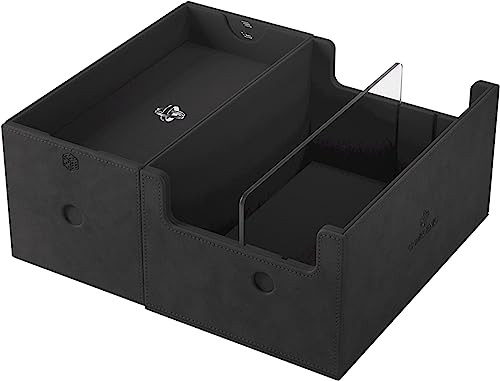 Gamegenic Game's Lair 600+ Convertible Deck Box - Double-Sleeved Card Storage, Holds up to 600 Cards, Premium Card Game Protector, Nexofyber Surface, Black Color, Made - color: Black