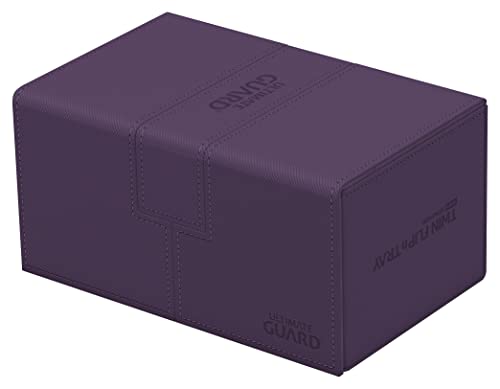 Ultimate Guard Twin Flip'n'Tray 160+, Deck Case for 160 Double-Sleeved TCG Cards + Dice Tray, Purple, Independent Magnetic Closure & Microfiber Inner Lining - color: Purple, size: 160+