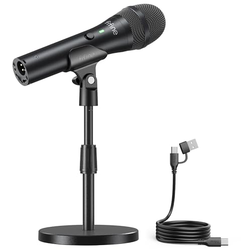FIFINE AmpliTank TANK2 USB/XLR Dynamic Microphone for Podcast Recording | Studio Desktop Mic with Mute Button, Height-Adjustable Stand, Windscreen for Vocal, Streaming, Voice Over, Black