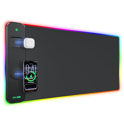 Magnetic Wireless Charging Mouse Pad Gaming, 31.5"x15.8" Large Desk Mat | RGB Mousepad, Smooth Glide, Stitched Edge, Non-Slip Rubber Base, Desk Pad Computer Keyboard Mat, No Adapter - color: RGB