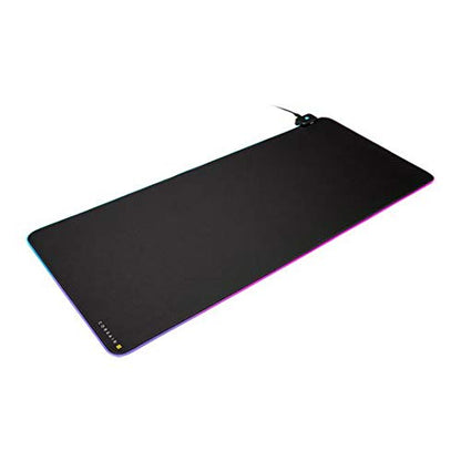 Corsair MM700 RGB Extended Cloth Gaming Mouse Pad - 36.6" x 15.8" - 360° RGB Lighting - Two USB Port Hub - Thick Rubber - Black - size: 36.6L x 15.8W inches