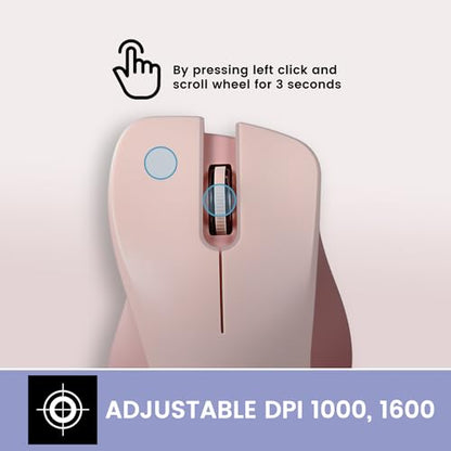 Perixx PERIMICE-621P Wireless Mouse - Silent Click with Ergo Design - Compatible for Desktop and Laptop PC - Wireless 2.4 GHz - Pink - style: Wireless Pink