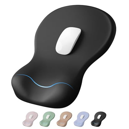 Ergonomic Mouse Pad with Wrist Rest, Mouse Pad Wrist Support(11.8L x 8W) | Large Size and Thick Mouse Mat, Hard Base, Non-slip - color: Black
