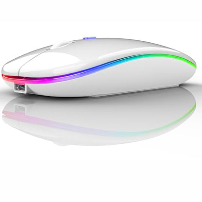 PEIBO Bluetooth Wireless Mouse for Laptop mac MacBook ipad MacBook air MacBook pro pc Desktop Computer Windows Chromebook Notebook (White White) - color: white white