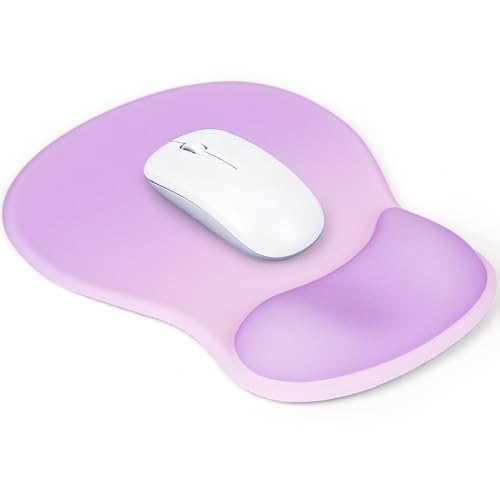 Ergonomic Mouse Pad with Wrist Rest, Mousepad with Memory Foam Support for Pain Relief, Non-Slip Base for Computer, Laptop, Office & Home, 10.2 x 7.5 in - color: Purple