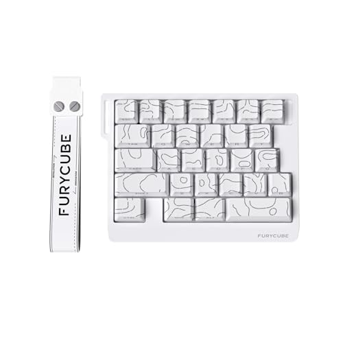 FKZ M30HE Rapid Trigger Gaming Keyboard,Hall Effect Magnetic Switch One Handed Hot Swap RGB Wired Mechanical Keyboard Adjustable Actuation 8K Hz Polling Rate Macro Keypad for E-Sports Gamer - color: White-Topographic