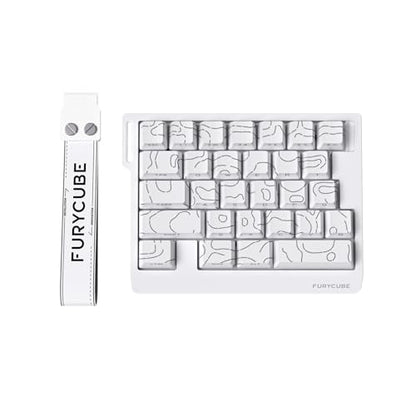 FKZ M30HE Rapid Trigger Gaming Keyboard,Hall Effect Magnetic Switch One Handed Hot Swap RGB Wired Mechanical Keyboard Adjustable Actuation 8K Hz Polling Rate Macro Keypad for E-Sports Gamer - color: White-Topographic