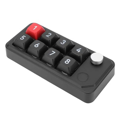 Zopsc Wired USB C Numeric Keypad, One Handed Macro Keyboard with 8 Programmable Keys, Hot Swap, Knob Control for Gaming Design Shortcuts, Black - color: Black