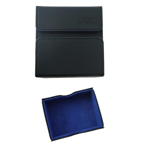 AEGIS GUARDIAN Card Deck Box with Dice Tray for MTG Cards, Commander Deck Box fit 150+ Sleeved Cards, PU Leather Card Storage Box Strong Magnet Deck Game Case for TCG CCG, Black and Blue - color: 9-2