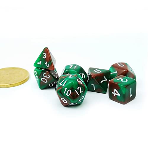 Bescon Mini Two Tone Polyhedral RPG Dice Set Camouflage, 10MM Small Dice Set D4-D20 - color: Camouflage