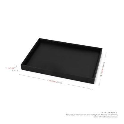 Oirlv Leather Jewelry Display Tray Black | Black Leather Exterior, Soft Velvet Lining, 13.78"X9.45"X1.18" Tray, Versatile Storage for Rings/Earrings/Necklaces - style: P01701