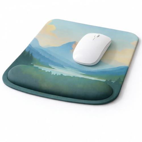 Ergonomic Memory Foam Mouse Pad with Wrist Support, Orange, Ultra-Smooth Surface, Anti-Slip Base (Mountain View, Medium) - color: Mountain View