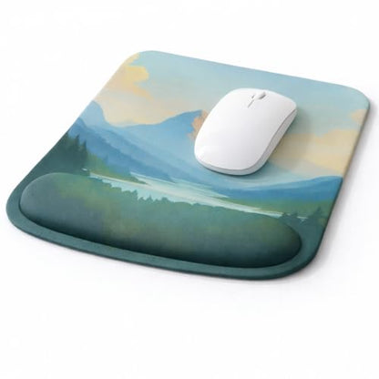 Ergonomic Memory Foam Mouse Pad with Wrist Support, Orange, Ultra-Smooth Surface, Anti-Slip Base (Mountain View, Medium) - color: Mountain View