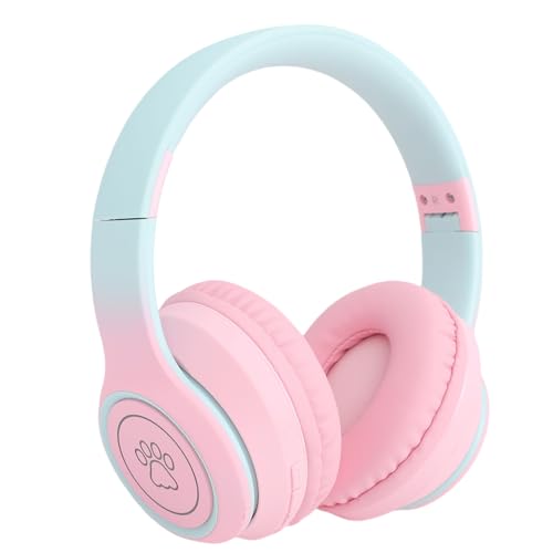 SUNGOOYUE Headphone Gaming Headphones, ABS 5.3 Over Ear Headset with Active Noise Cancelling, 3.5mm Wired, Foldable, Mic, 400mAh for Gaming Music Calls (Pink) - color: Pink
