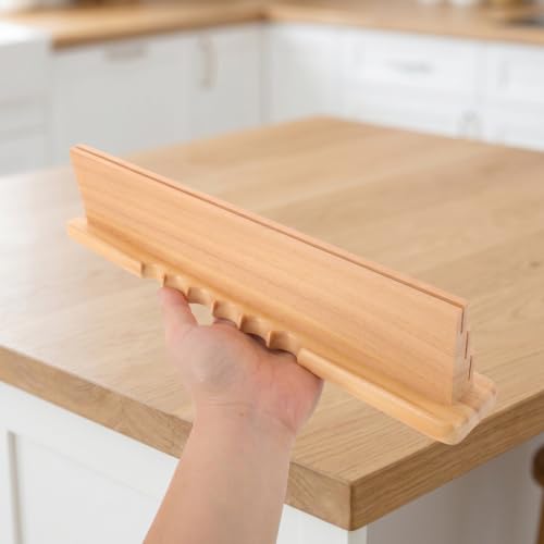Wooden Playing Card Holder Stand Natural Wood Grain Tray Design Space-Saving Display for Group Game Evenings and Poker Games