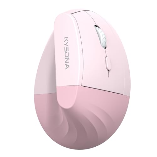 KYSONA EM18 Wireless Ergonomic Vertical Mouse, Ergo Design, Bluetooth Cordless Mouse for Medium/Large Hands, Silent Click, 5-Level Adjustable DPI, Carpal Tunnel Mice for Computer/PC/Mac/Laptop, Pink - color: Pink
