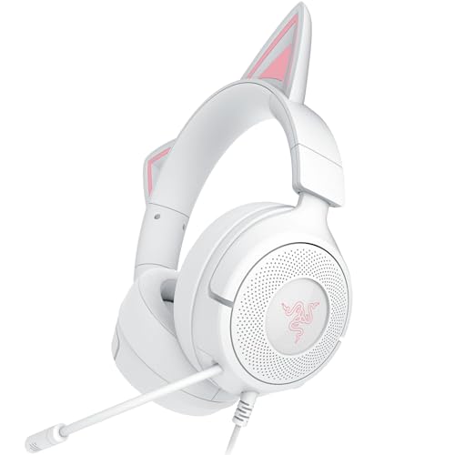 Razer Kraken Kitty V3 X Wired Gaming Headset, Kitty Ears, White | HyperClear Cardioid Mic, 40 mm Drivers, 7.1 Surround Sound, Comfy Ear Cushions, Cross-Platform via 3.5mm PC, PS5, Xbox - color: Mercury White
