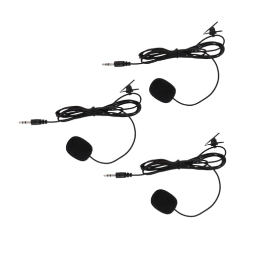 Toyvian 3pcs Professional Lavalier Condenser Microphones with Noise Reduction Clip Collar Mics for Gaming Recording Broadcasting Compatible with Gimbal Cameras and Mobile Devices