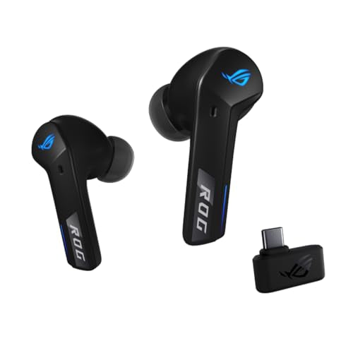 ROG Cetra True Wireless SpeedNova Gaming Earbuds with 2.4GHz and Bluetooth, 24-bit 96kHz Audio, Adaptive ANC, Bone-Conduction AI Mics, 46-Hour Battery, RGB Lighting for PC and Console Gaming (Black) - color: Black