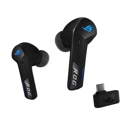 ROG Cetra True Wireless SpeedNova Gaming Earbuds with 2.4GHz and Bluetooth, 24-bit 96kHz Audio, Adaptive ANC, Bone-Conduction AI Mics, 46-Hour Battery, RGB Lighting for PC and Console Gaming (Black) - color: Black