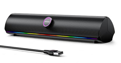 Computer Speakers for Desktop PC, Bluetooth 5.4 Sound Bar with Bass Boost, RGB Light Modes & Touch Buttons – HiFi Stereo USB Speakers for Gaming, Movies, Music, and Home Office - color: USB Powered