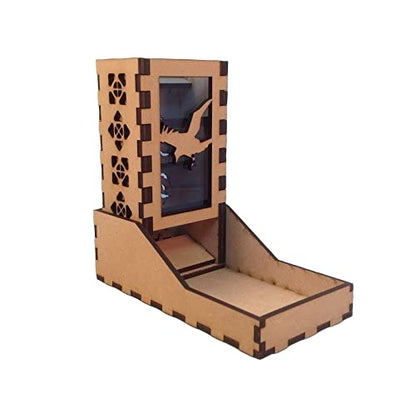 Raven Mini Dice Tower v1 Medium Blue Acrylic Window Laser Cut MDF Unique Fast Shipping