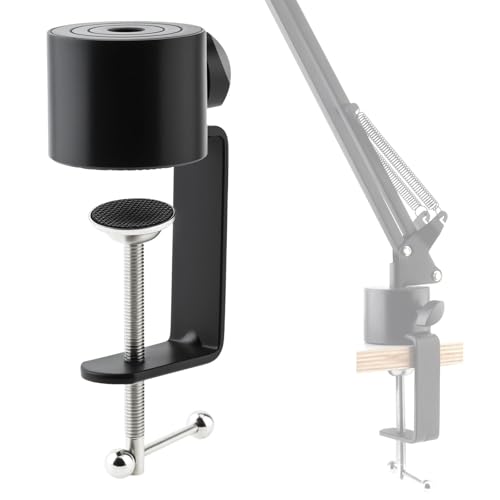 Microphone Stand Table Clamp for Microphone Suspension Boom Scissor Arm Stand Holer, 1/2" Thread Hole Cantilever Bracket Clamp Desk Lamp Clip Fittings Base DIY for Radio Studio Podcast (1)