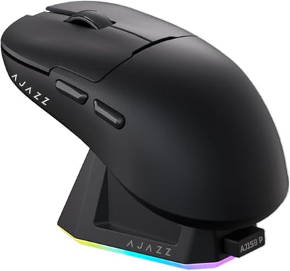 ATTACK SHARK x Ajazz AJ159P Gaming Mouse with Magnetic RGB Charging Dock,2.4G Wireless Gaming Mouse PAW3395 Sensor 26K DPI,1K Polling,6 Programmable Buttons,Ergonomic Computer Mice USB3.0 for PC/MAC - color: AJ159P Black