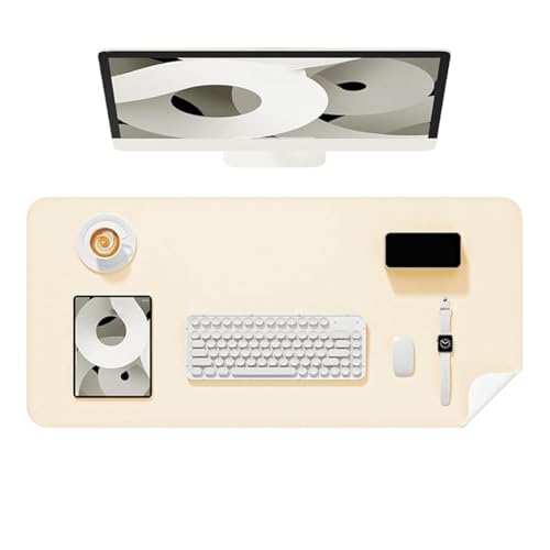 Non-Slip Leather Desk Mat, 31.5" x 11.8" Waterproof Laptop Computer Desk Keyboard Pad, Large Mouse Pad for Office,Work, Home, Decor-Beige - color: Beige