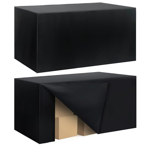 Ascoza 2 Pack Fitted Tablecloth for 4 Foot Rectangle Tables 48 x 24 Inch Black Table Covers Water Resistant Polyester Table Cloth for Wedding, Parties,Display, Trade Show (Black) - color: Black, size: 4FT