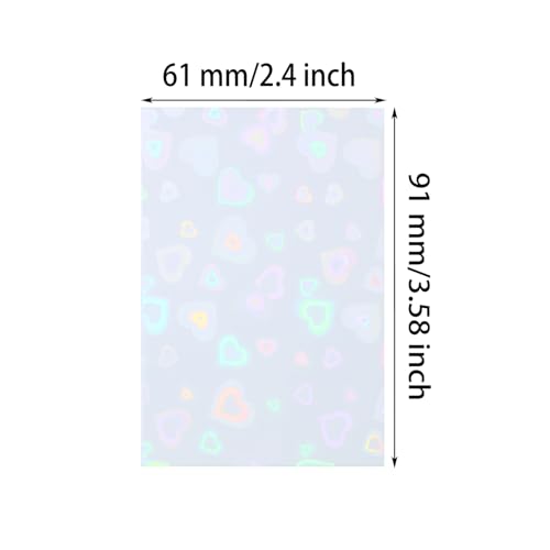 ONLYKXY 100pcs Soft Clear Plastic Heart Glitter Bag Storage Pouch Laser Sleeve Cover Pocket Holder Holographic Photo Protector Top Loader for 2x3.5in Trading Card Coin Jewelry (White) - color: White