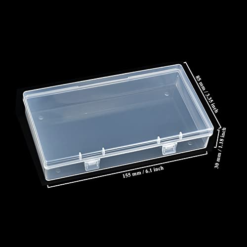 4 Pack Rectangular Clear Plastic Storage Containers 6.1x3.3x1.18 inch | Hinged Lid, For Beads and Small Craft Items - size: 6.1 x 3.3 x 1.18 inch