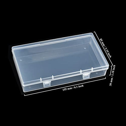 4 Pack Rectangular Clear Plastic Storage Containers 6.1x3.3x1.18 inch | Hinged Lid, For Beads and Small Craft Items - size: 6.1 x 3.3 x 1.18 inch