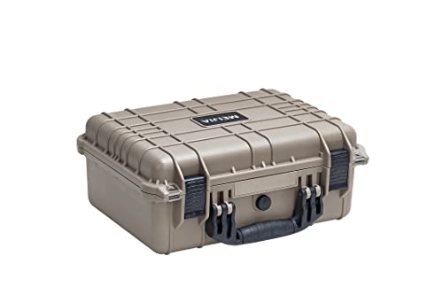 MEIJIA All Weather IP67 Waterproof Hard Camera Case,Hard Protective Case,Hard Case with Customizable Foam,Fit Use of Drones,Camera,Equipments,Pistols(Desert Tan,13.35 x11.63x5.98inches) - color: Desert Tan, size: 13.35 x11.63x5.98inches