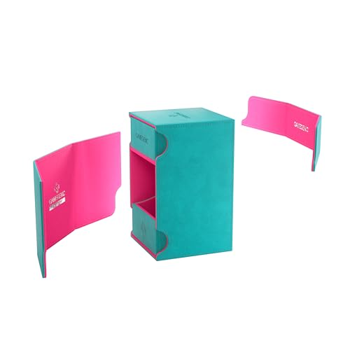 Gamegenic Watchtower 100+ XL Convertible Deck Box - Teal/Pink Color | Double-Sleeved Card Storage, Card Game Protector, Nexofyber Surface, Holds Up To 100 Cards, Teal/Pink Color