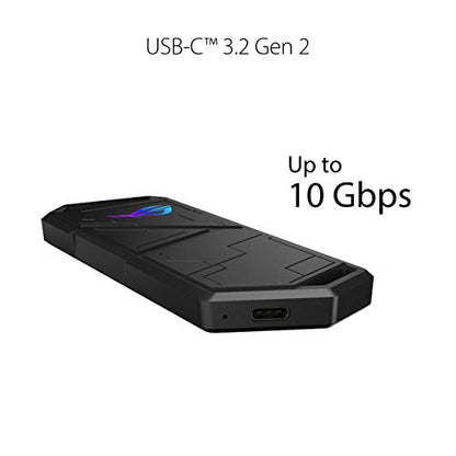 ASUS ROG Strix Arion Aluminum Alloy M.2 NVMe SSD Enclosure Case Adapter, USB 3.2 Gen 2 Type-C ,10 Gbps, USB-C to C and USB-C to A Cables, Fits PCIe 2280/2260/2242/2230 M Key/B+M Key, 1 Year Warranty - size: Black|up to 10Gbps, style: ROG Arion