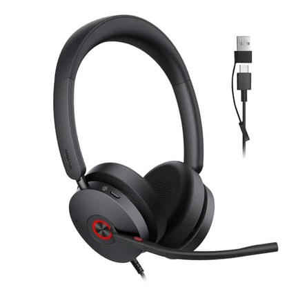 Yealink UH48 ANC Wired USB-C/A Headset,6 AI Noise-Canceling Microphones | Teams/Zoom Certified, Dual-ear Headphones, Call Center,Home,Plug & Play for Laptop/Phone/Computer,Dynamic EQ, 360° Busylight - color: USB-C/A (Teams)