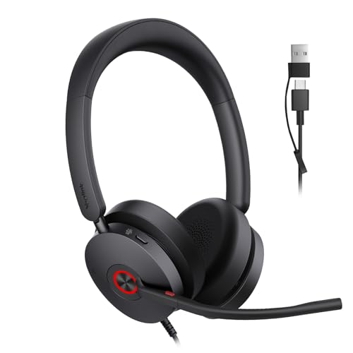 Yealink UH48 ANC Wired USB-C/A Headset,6 AI Noise-Canceling Microphones | Teams/Zoom Certified, Dual-ear Headphones, Call Center,Home,Plug & Play for Laptop/Phone/Computer,Dynamic EQ, 360° Busylight - color: USB-C/A (Teams)
