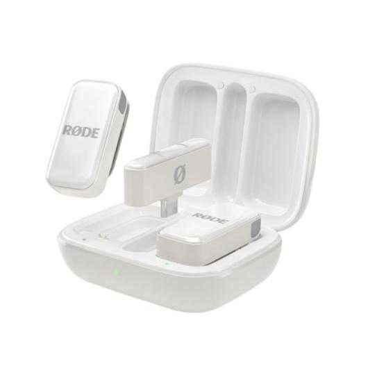 RØDE Wireless Micro - Wireless Microphone for Lightning iPhone (X Through 14) - Two Mics with Charge Case for Smartphone Content Creation, White - NOT for iPhone 15/16 or USB-C | Lightning Receiver for Iphone, 2 Clip-on Transmitters, Up to 21 Hr Battery,