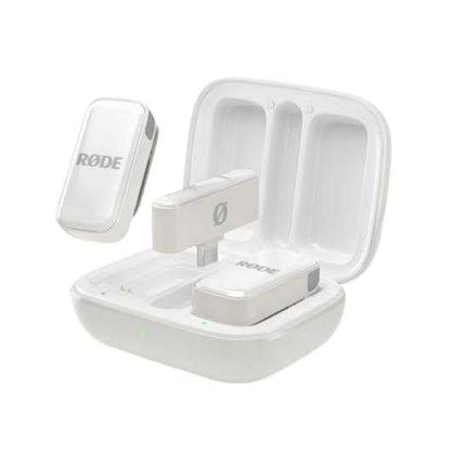 RØDE Wireless Micro - Wireless Microphone for Lightning iPhone (X Through 14) - Two Mics with Charge Case for Smartphone Content Creation, White - NOT for iPhone 15/16 or USB-C | Lightning Receiver for Iphone, 2 Clip-on Transmitters, Up to 21 Hr Battery,